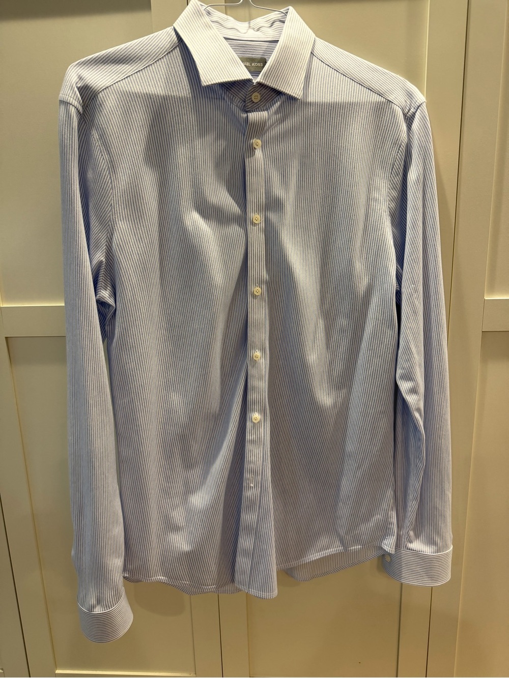 Michael Kors Blue and White Pinstripe Dress Shirt